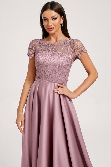 Robe de Soirée Satin Lilas Élégante - gallery 1