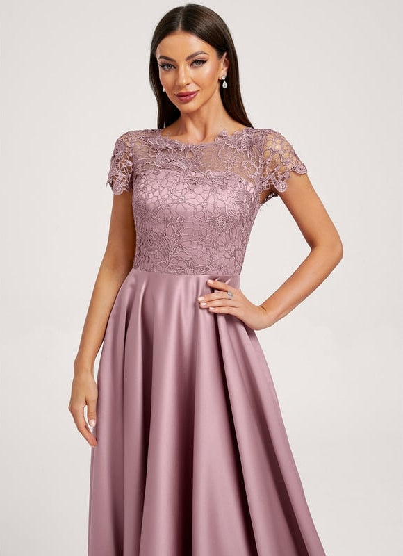 Robe de Soirée Satin Lilas Élégante - gallery 1