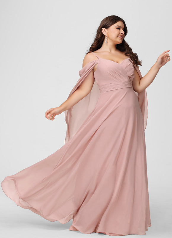 Robe de Soirée Mousseline Beige - gallery 8