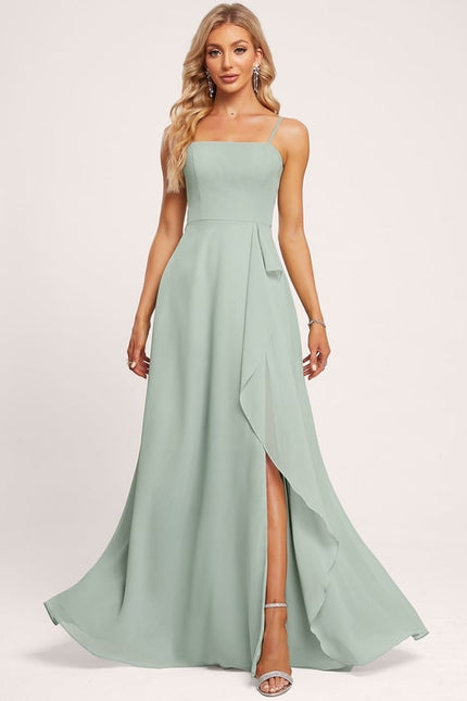 Robe de Soirée Fluide Vert Deau