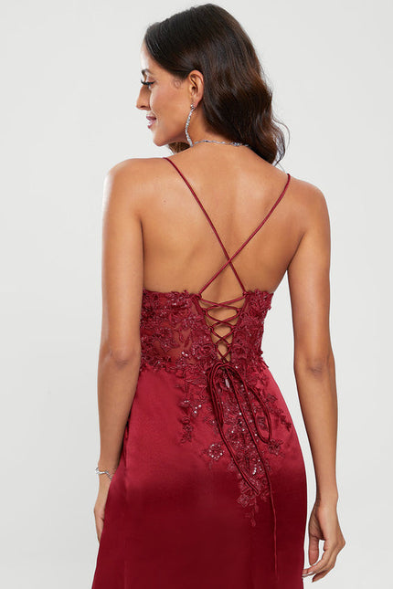 Robe de Soirée Satin Rubis Élancé - gallery 5