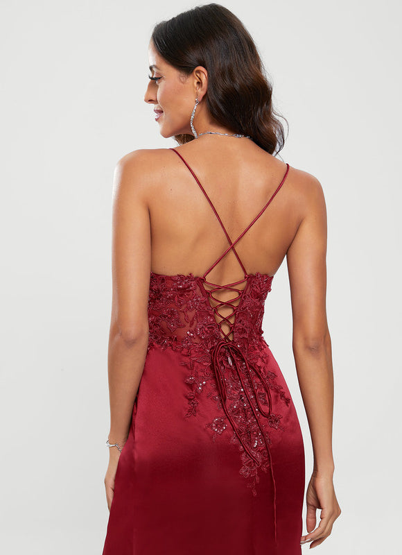 Robe de Soirée Satin Rubis Élancé - gallery 5