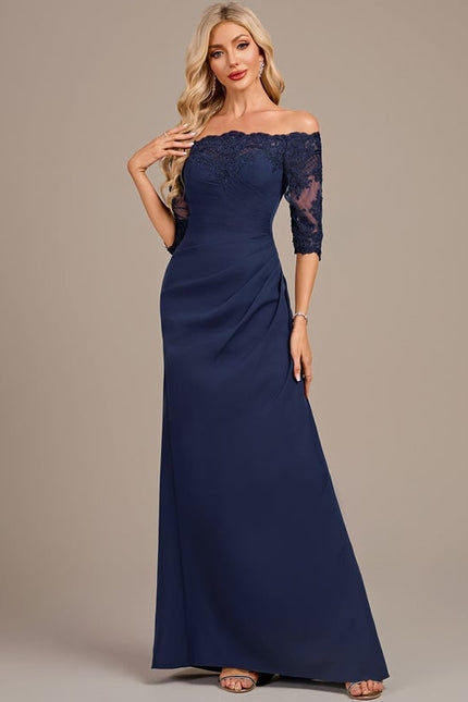 Robe De Soirée Dentelle Et Satin - gallery 1