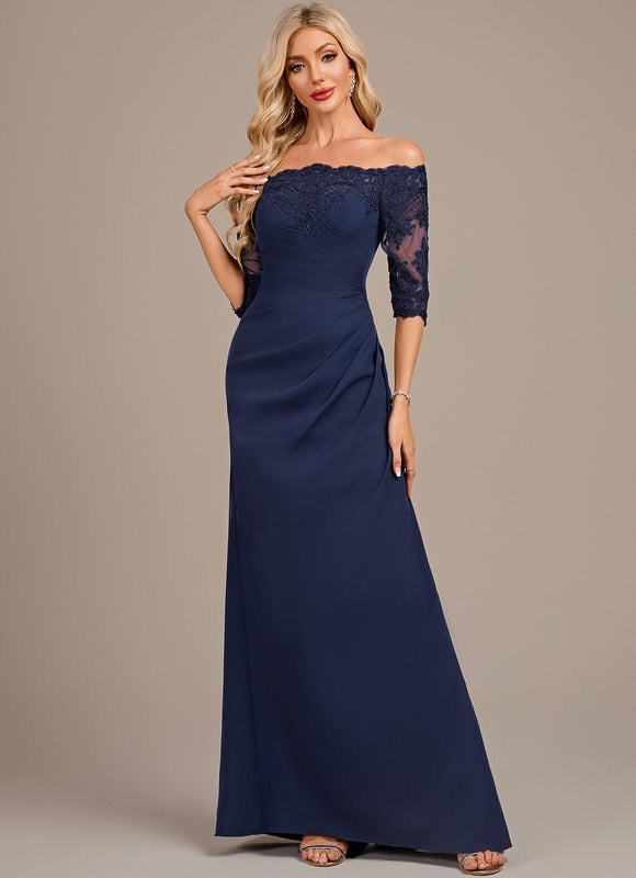 Robe De Soirée Dentelle Et Satin - gallery 1