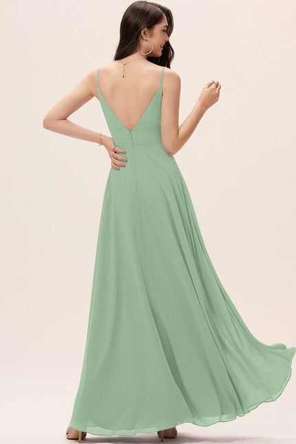 Robe de Soirée Mousseline Beige - gallery 1