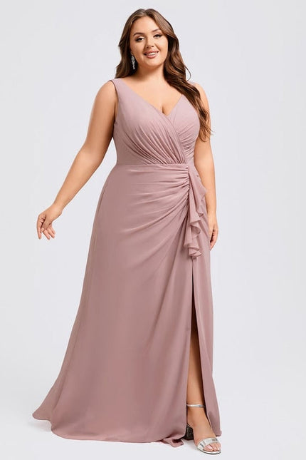 Robe de Soirée Mousseline Beige - gallery 8