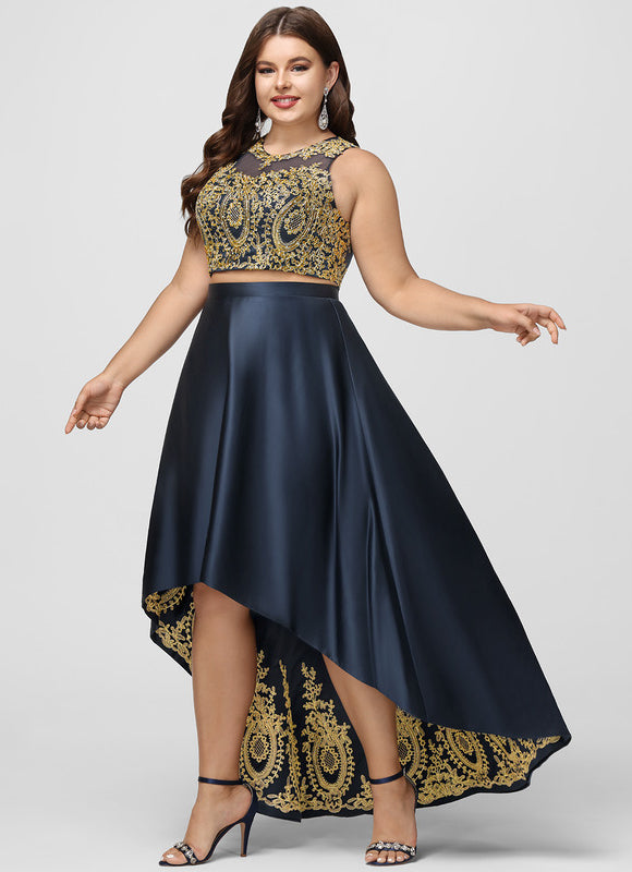 Robe de Soirée Éclat Doré Asymétrique - gallery 6