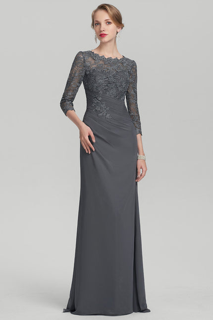 Robe de Soirée Gris Élégance Satiné