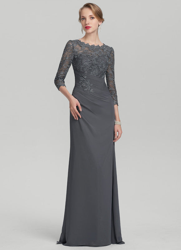 Robe de Soirée Gris Élégance Satiné