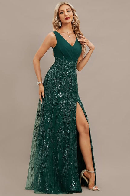 Robe de Soirée Vaporeuse Marine - gallery 5