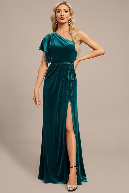 Robe de Soirée Velours Asymétrique - gallery 2