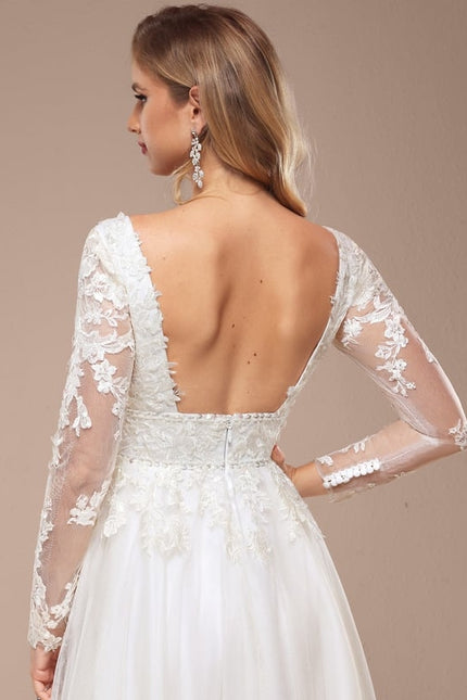 Robe De Soirée Avec Tulle Travaillé - gallery 3