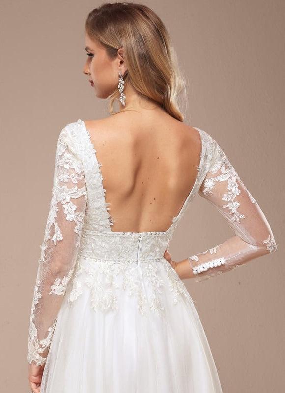 Robe De Soirée Avec Tulle Travaillé - gallery 3