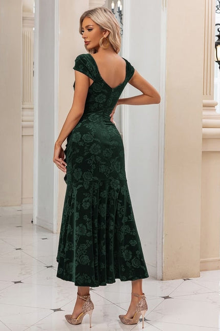 Robe de Soirée Velours Rubis Asymétrique - gallery 8