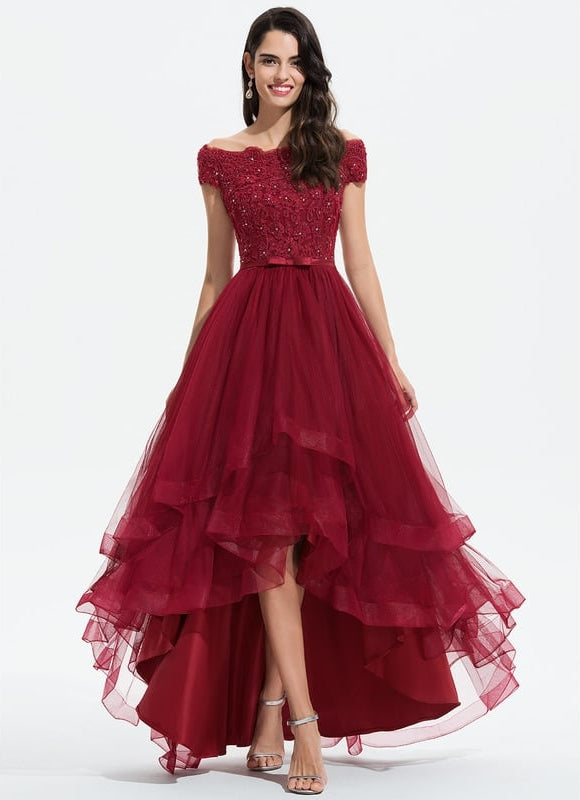 Robe de Soirée Élégance Rubis Tulle