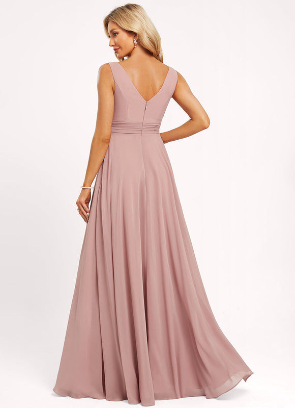 Robe de Soirée Mousseline Beige - gallery 5