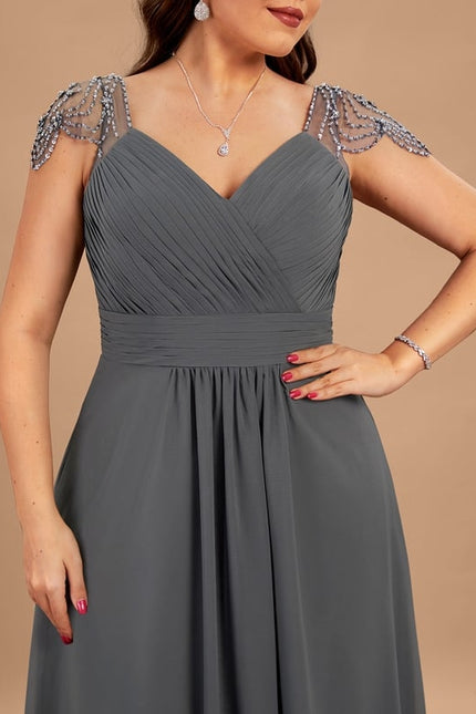 Robe de Soirée Chiffon Marine - gallery 7