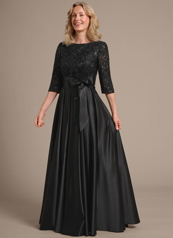 Robe De Soirée Soie Et Dentelle - gallery 3