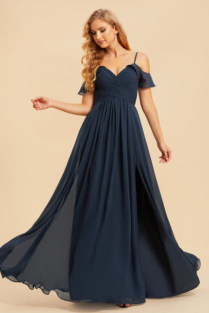 Robe de Soirée Mousseline Beige - gallery 2