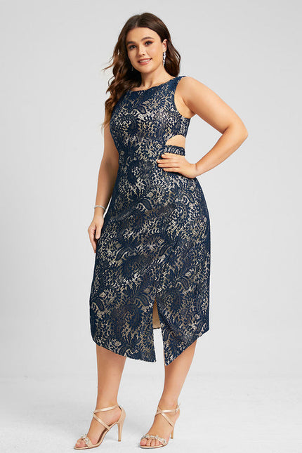Robe de Soirée Luxe Dentelle Marine - gallery 6