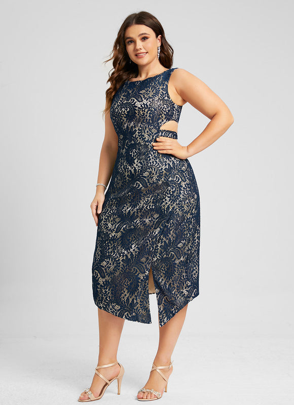 Robe de Soirée Luxe Dentelle Marine - gallery 6