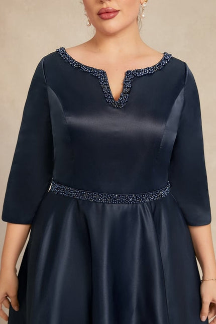 Robe de Soirée Nuit Marine Satinée - gallery 7
