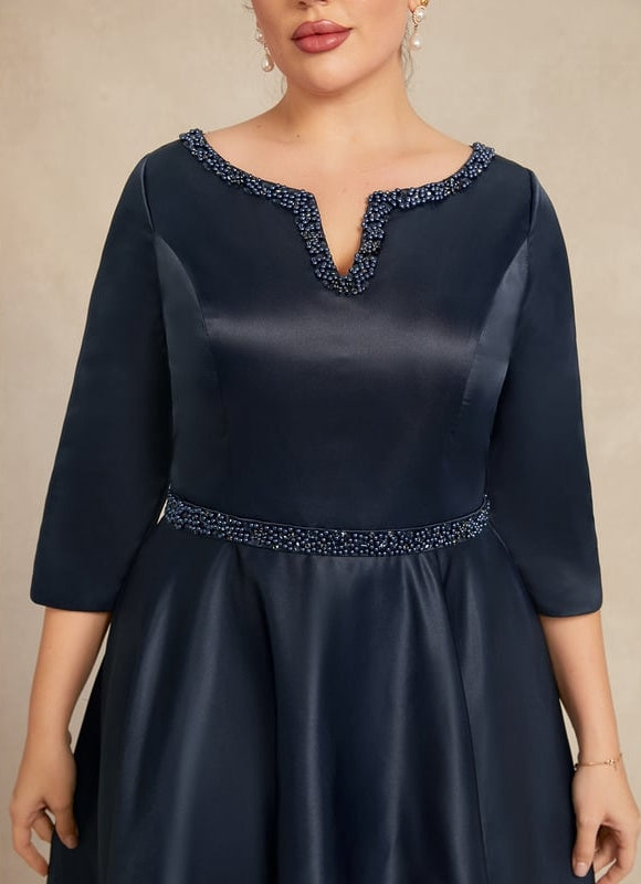 Robe de Soirée Nuit Marine Satinée - gallery 7