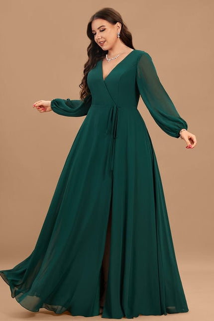 Robe de Soirée Mousseline Beige - gallery 9