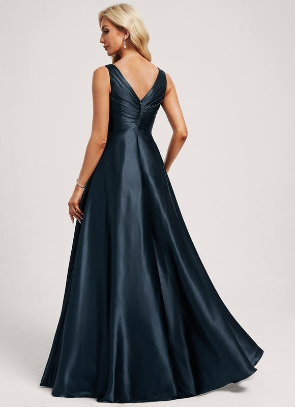Robe de Soirée Satin Vert Pâle - gallery 5