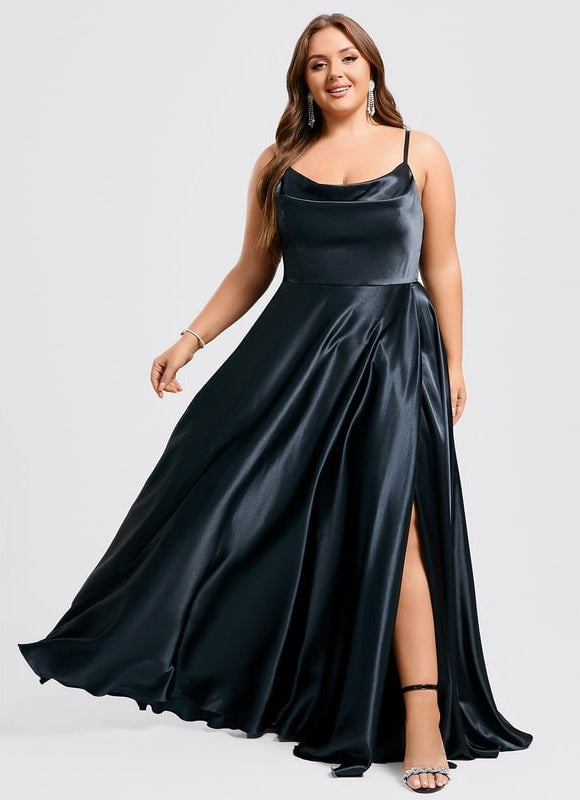 Robe de Soirée Satinée Rose Douce - gallery 6