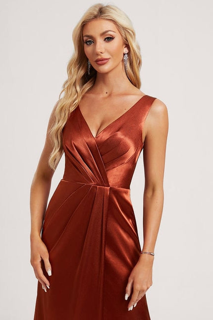 Robe de Soirée Satin Vert Pâle - gallery 3