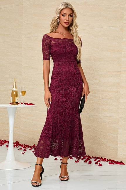 Robe de Soirée Bordeaux Florale - gallery 5
