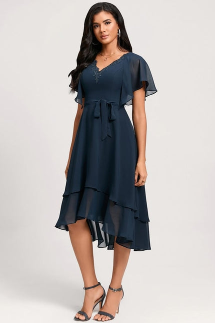 Robe de Soirée Flottante Marine - gallery 2