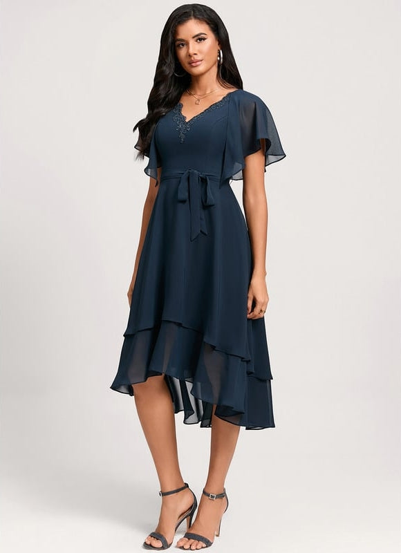 Robe de Soirée Flottante Marine - gallery 2