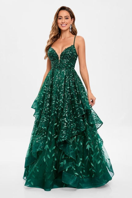 Robe De Soirée Dentelle Verte - gallery 2