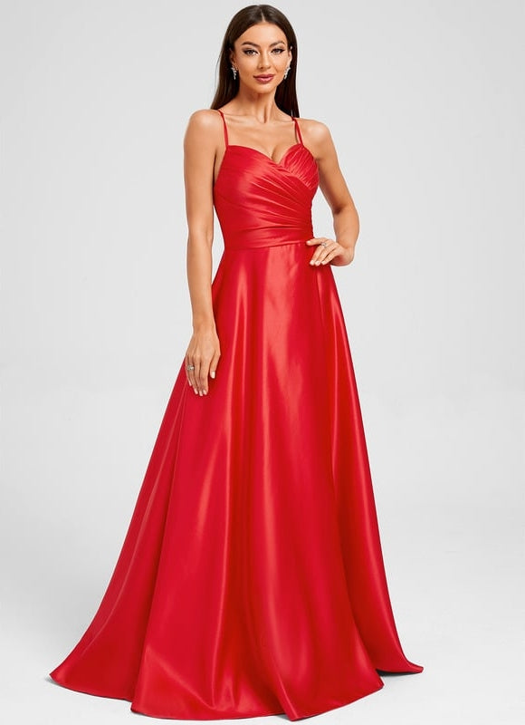 Robe de Soirée Satinée Rubis - gallery 4