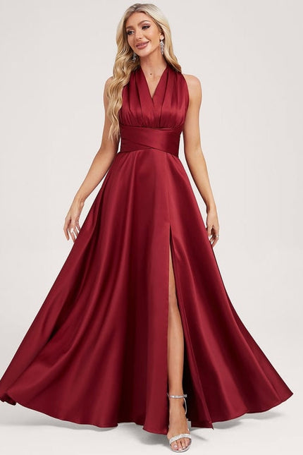 Robe De Soirée Rouge Satin - gallery 7