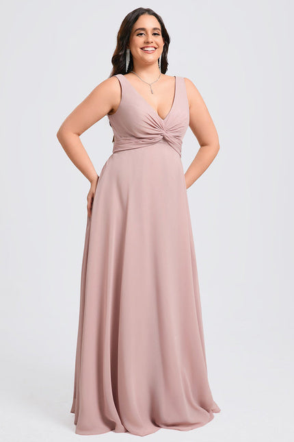 Robe de Soirée Mousseline Beige - gallery 9