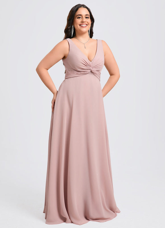 Robe de Soirée Mousseline Beige - gallery 9