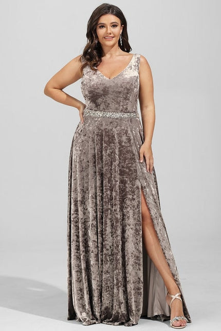 Robe de Soirée Velours Sable Chic - gallery 4