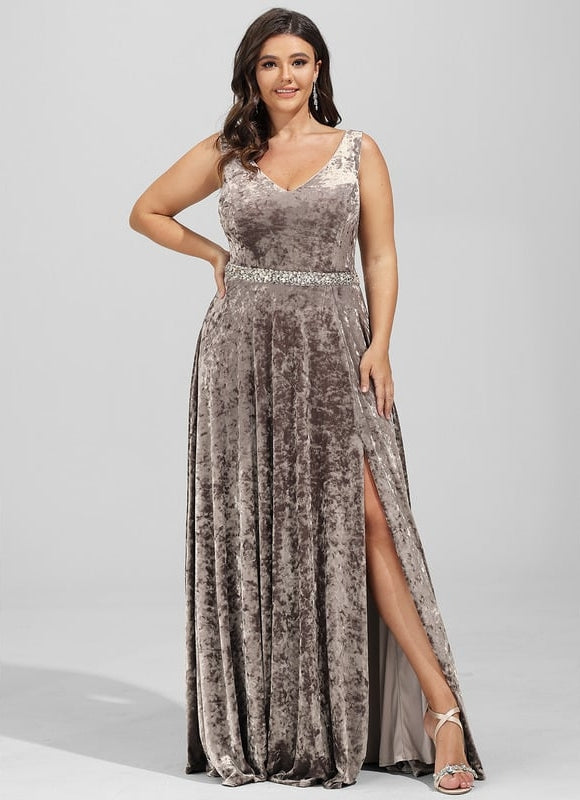 Robe de Soirée Velours Sable Chic - gallery 4