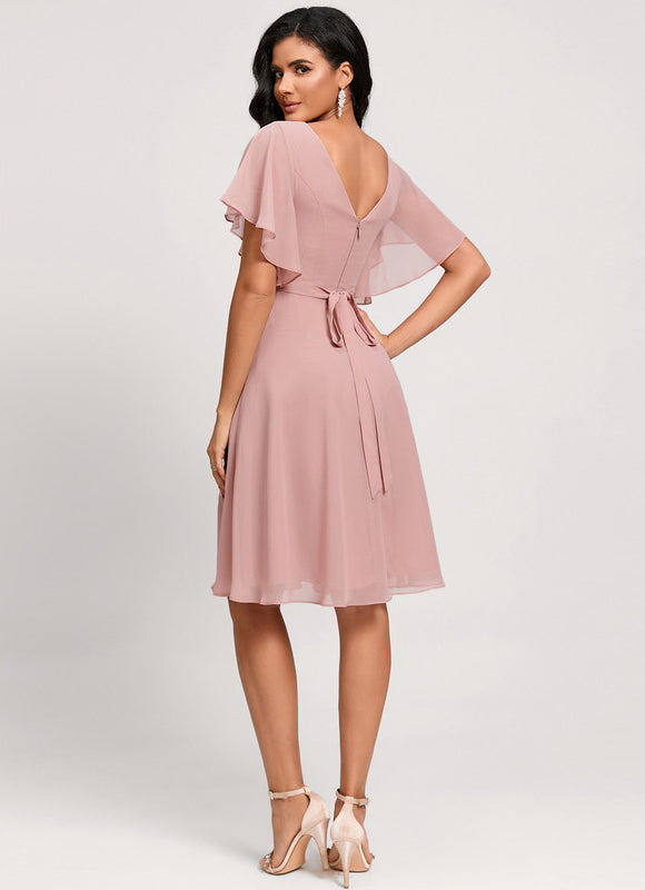 Robe De Soirée Mousseline Rouge - gallery 4