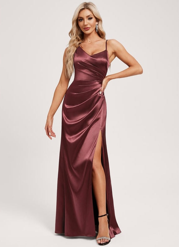 Robe de Soirée Bordeaux Élégance