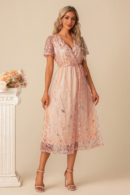 Robe De Soirée Dentelle Rose - gallery 2