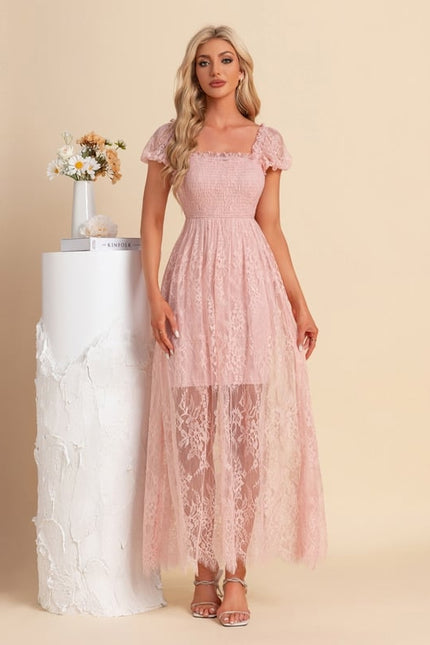 Robe de Soirée Dentelle Rosée - gallery 6