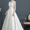 Robe de Soirée Longue Blanche Princesse Dentelle Col V