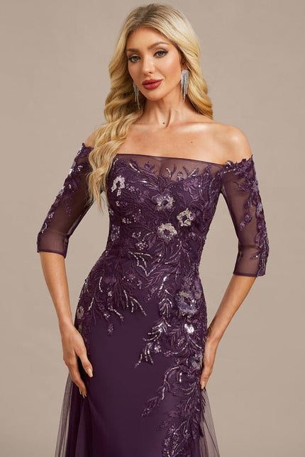 Robe de Soirée Violette Élégante - gallery 1