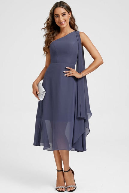 Robe de Soirée Asymétrique Marine - gallery 1