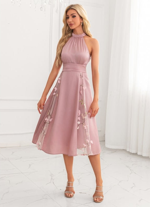Robe de Soirée Midi Florale Satinée - gallery 5