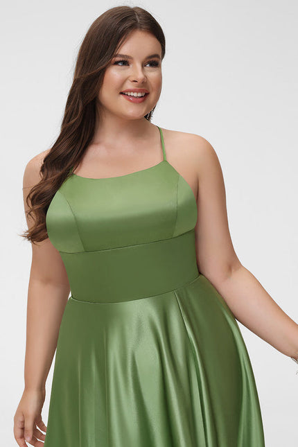 Robe de Soirée Satinée Olive - gallery 8